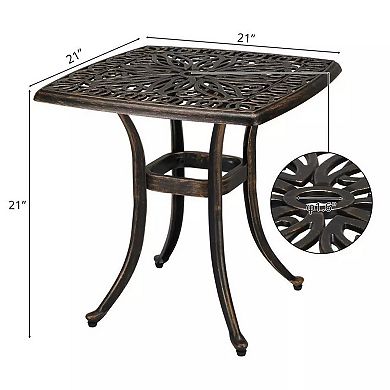 Outdoor Patio Square Dining Table Cast Aluminum