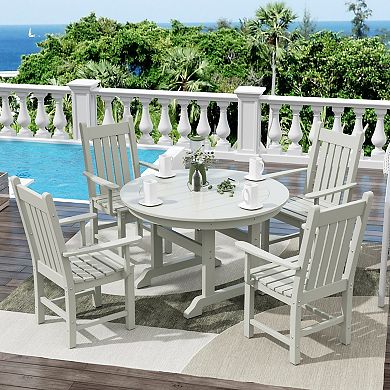 Westintrends 5-piece Outdoor/patio Round Dining Table Set With Armchairs