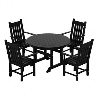Westintrends 5 pc Outdoor/patio Round Dining Table Set With Armchairs