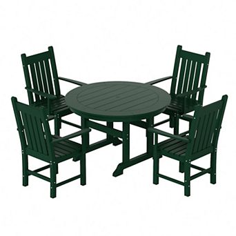 Westintrends 5 pc Outdoor/patio Round Dining Table Set With Armchairs
