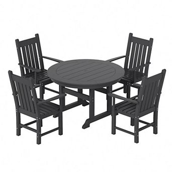 Westintrends 5 pc Outdoor/patio Round Dining Table Set With Armchairs