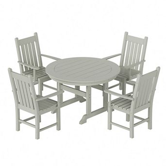 Westintrends 5 pc Outdoor/patio Round Dining Table Set With Armchairs