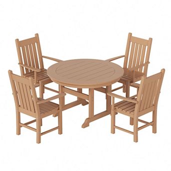 Westintrends 5 pc Outdoor/patio Round Dining Table Set With Armchairs