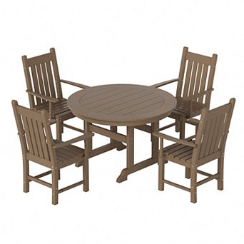 Westintrends 5 pc Outdoor/patio Round Dining Table Set With Armchairs