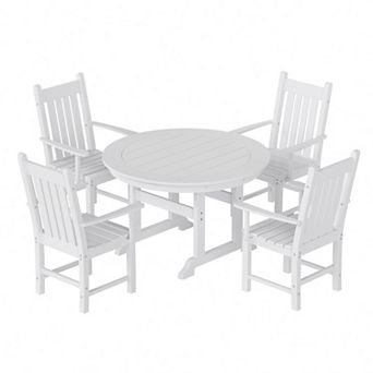 Westintrends 5 pc Outdoor/patio Round Dining Table Set With Armchairs