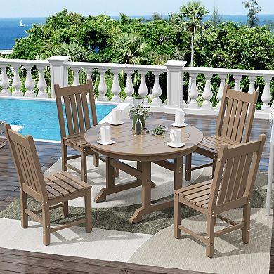 Westintrends 5-piece Outdoor/patio Round Dining Table Set With Side Chairs