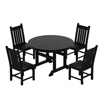 Westintrends 5 pc Outdoor/patio Round Dining Table Set With Side Chairs