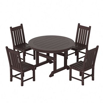 Westintrends 5 pc Outdoor/patio Round Dining Table Set With Side Chairs