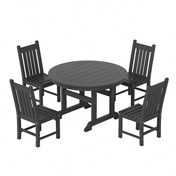 Westintrends 5 pc Outdoor/patio Round Dining Table Set With Side Chairs