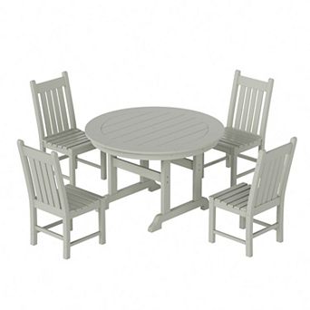 Westintrends 5 pc Outdoor/patio Round Dining Table Set With Side Chairs