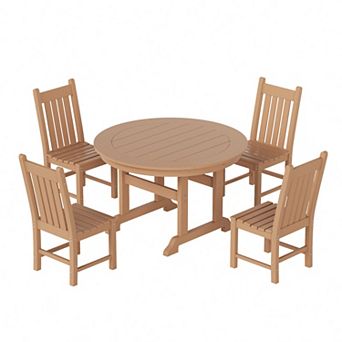 Westintrends 5 pc Outdoor/patio Round Dining Table Set With Side Chairs