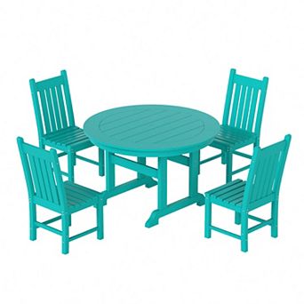 Westintrends 5 pc Outdoor/patio Round Dining Table Set With Side Chairs
