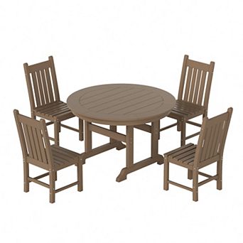 Westintrends 5 pc Outdoor/patio Round Dining Table Set With Side Chairs