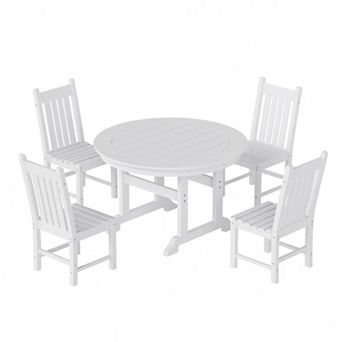 Westintrends 5 pc Outdoor/patio Round Dining Table Set With Side Chairs