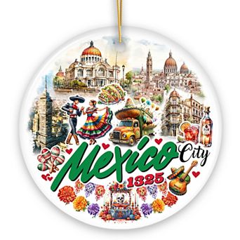 Colorful Traditional Mexico City Christmas Ornament, Cultural Mexican Christmas Gift, Version 1