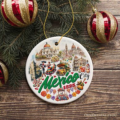 Colorful Traditional Mexico City Christmas Ornament, Cultural Mexican Christmas Gift, Version 1