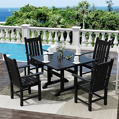 Westintrends 5-piece Outdoor/patio Square Dining Table Set With Armchairs