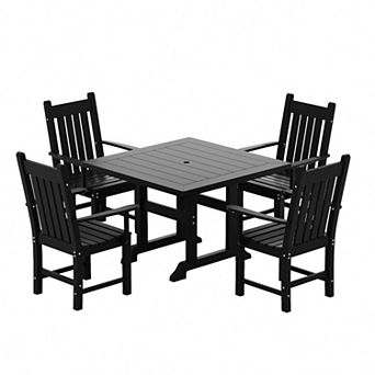 Westintrends 5 pc Outdoor/patio Square Dining Table Set With Armchairs