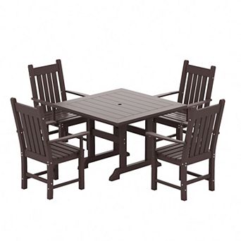 Westintrends 5 pc Outdoor/patio Square Dining Table Set With Armchairs