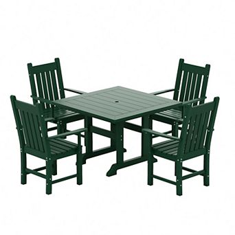 Westintrends 5 pc Outdoor/patio Square Dining Table Set With Armchairs