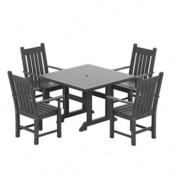 Westintrends 5 pc Outdoor/patio Square Dining Table Set With Armchairs