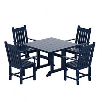 Westintrends 5 pc Outdoor/patio Square Dining Table Set With Armchairs