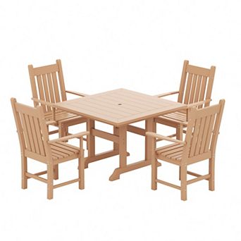 Westintrends 5 pc Outdoor/patio Square Dining Table Set With Armchairs