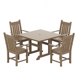 Westintrends 5 pc Outdoor/patio Square Dining Table Set With Armchairs