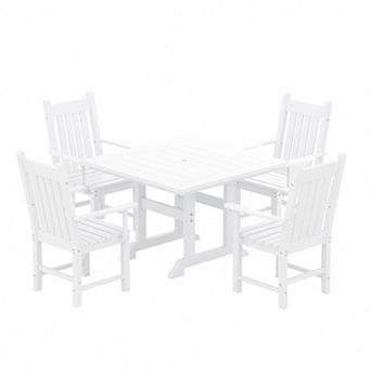 Westintrends 5 pc Outdoor/patio Square Dining Table Set With Armchairs