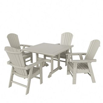 Westintrends 5 pc Outdoor/patio Square Dining Table Set With Adirondack Shell-back Dining Chairs