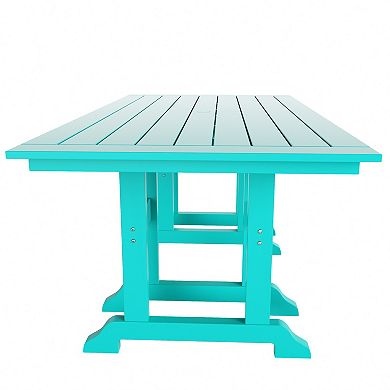 7 Piece Outdoor Patio Dining Table and Modern Adirondack Armchair Set