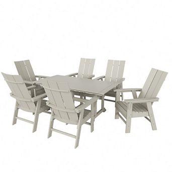 7 pc Outdoor Patio Dining Table and Modern Adirondack Armchair Set