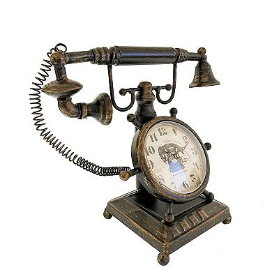 Bronze Vintage Telephone Table Clock