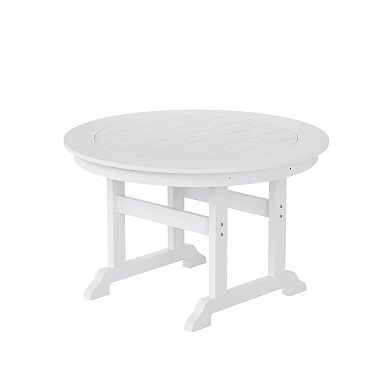 Westintrends 5-piece Outdoor/patio Round Dining Table Set With Adirondack Shell-back Dining Chairs