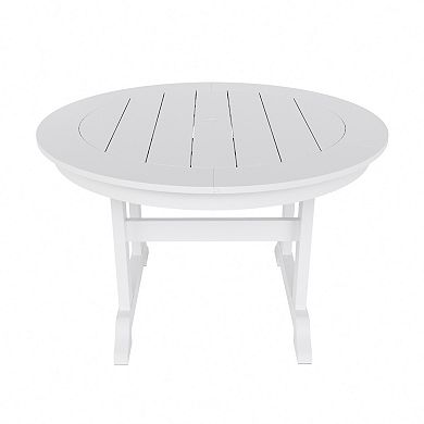 Westintrends 5-piece Outdoor/patio Round Dining Table Set With Adirondack Shell-back Dining Chairs