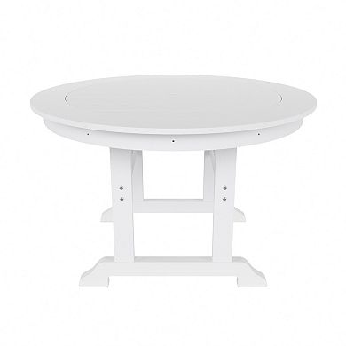 Westintrends 5-piece Outdoor/patio Round Dining Table Set With Adirondack Shell-back Dining Chairs