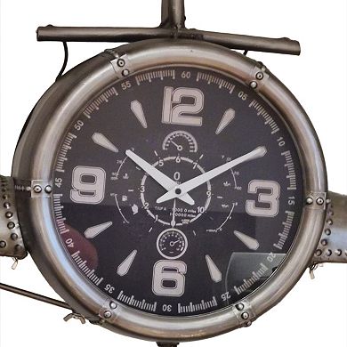 Airplane Clock - Large Silver Vintage Fighter Wall Clock - Metal(large)