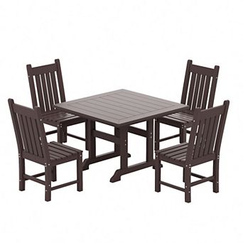 Westintrends 5 pc Outdoor/patio Square Dining Table Set With Side Chairs