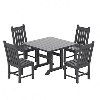 Westintrends 5 pc Outdoor/patio Square Dining Table Set With Side Chairs