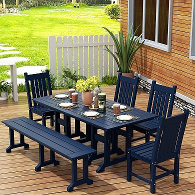 Westintrends 6-piece Outdoor/patio Trestle Dining Set With Bench And Side Chairs