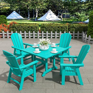 Westintrends 5-piece Outdoor/patio Square Dining Table Set With Adirondack Dining Chairs