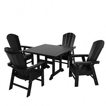 Westintrends 5 pc Outdoor/patio Square Dining Table Set With Adirondack Dining Chairs