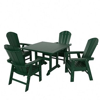Westintrends 5 pc Outdoor/patio Square Dining Table Set With Adirondack Dining Chairs