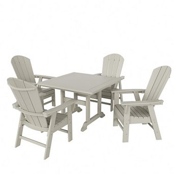 Westintrends 5 pc Outdoor/patio Square Dining Table Set With Adirondack Dining Chairs