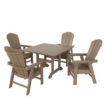 Westintrends 5 pc Outdoor/patio Square Dining Table Set With Adirondack Dining Chairs