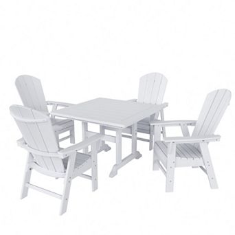 Westintrends 5 pc Outdoor/patio Square Dining Table Set With Adirondack Dining Chairs