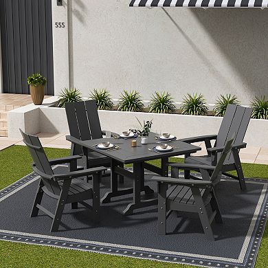 Westintrends 5-piece Outdoor/patio Square Dining Table Set With Modern Adirondack Dining Chairs