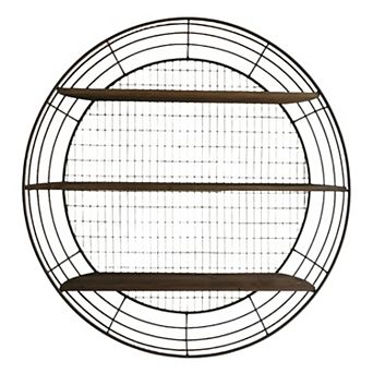 3 tier Rustic Round Iron Wall Shelf