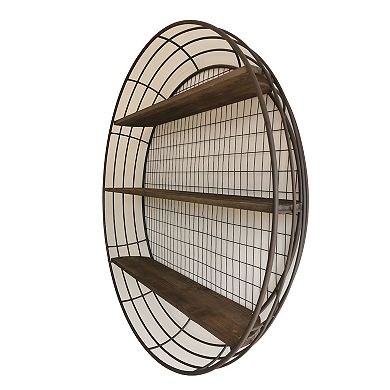 3-tier Rustic Round Iron Wall Shelf