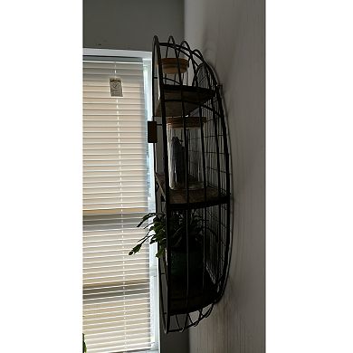 3-tier Rustic Round Iron Wall Shelf